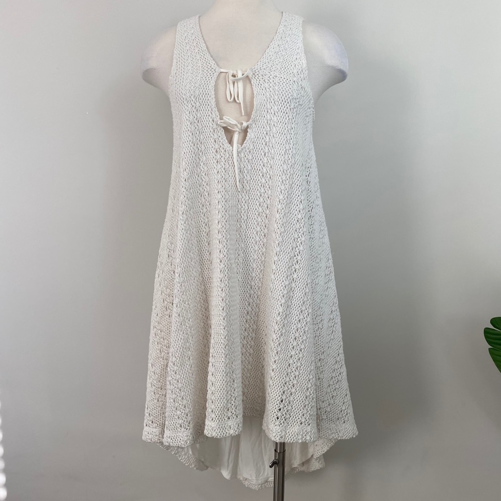 FP BEACH crochet sweater high low tank dress